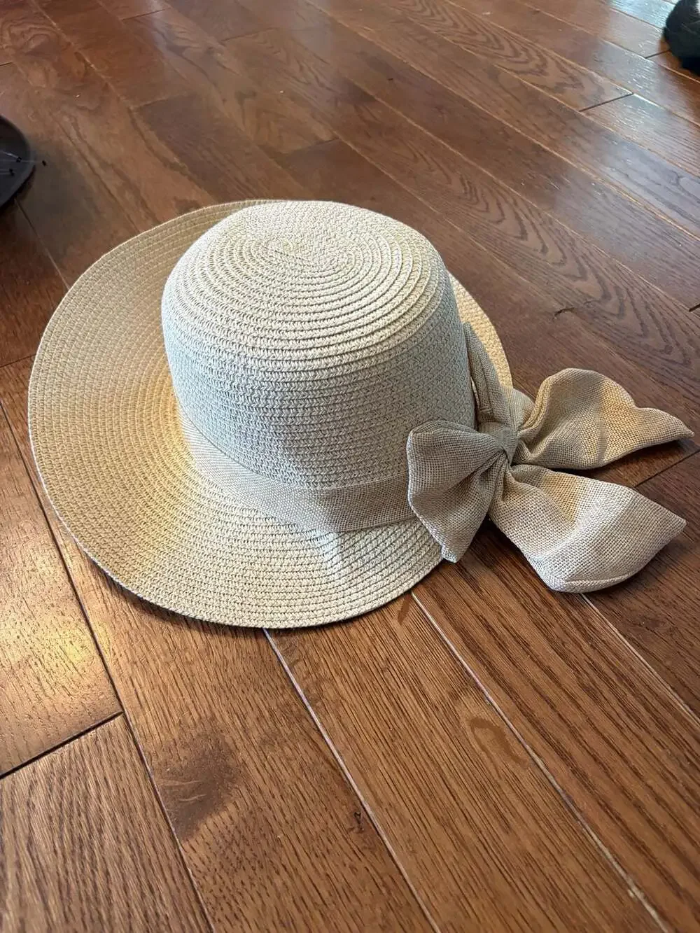 Candor New York City Straw Sun Hat With Bow Beige